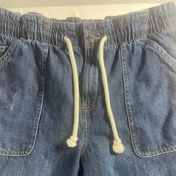 Maurices Dark Blue Relaxed Women's Denim Joggers with White Drawstring - Picture 2 of 8